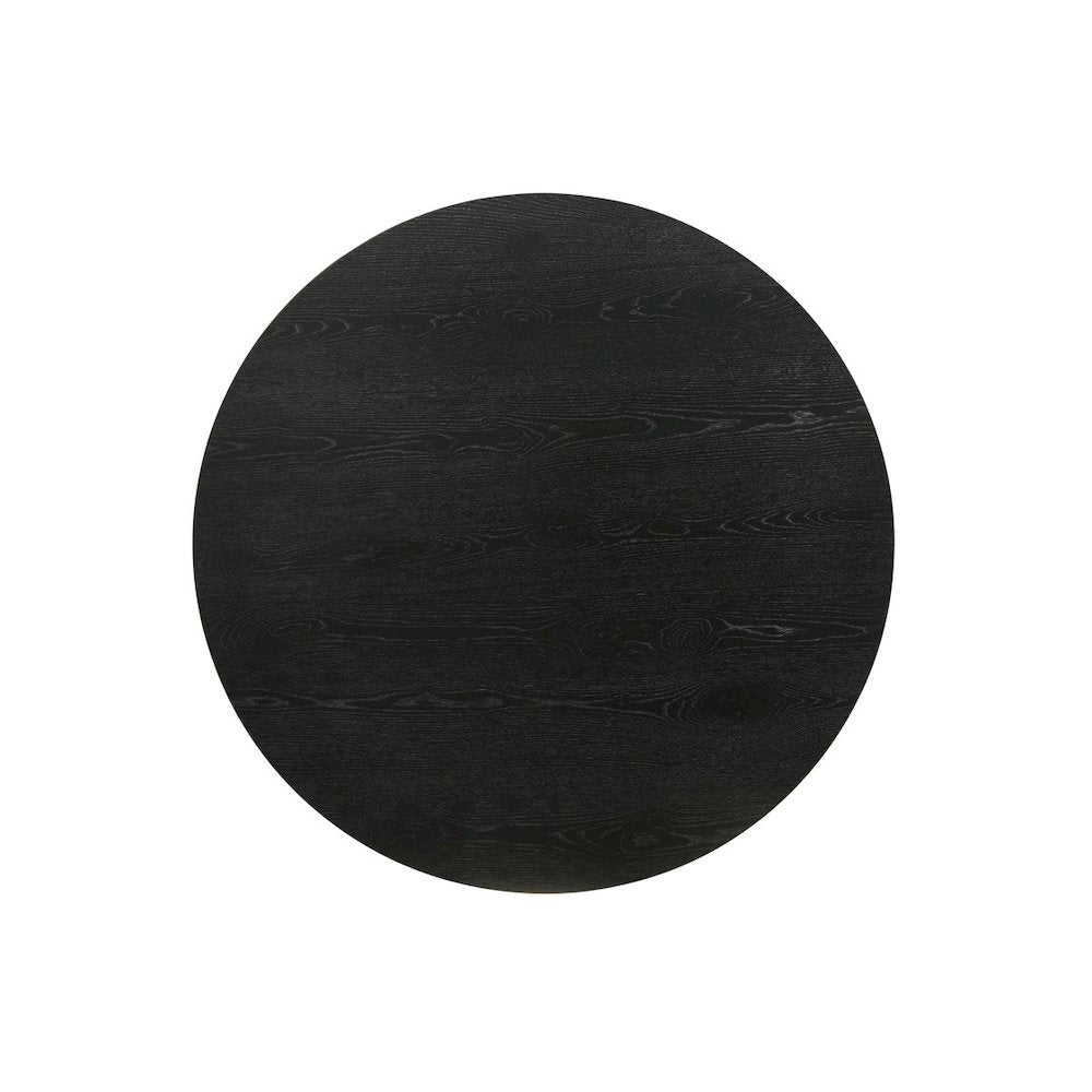 Round Coffee Table, Natural Wood Grain, Ebony Black