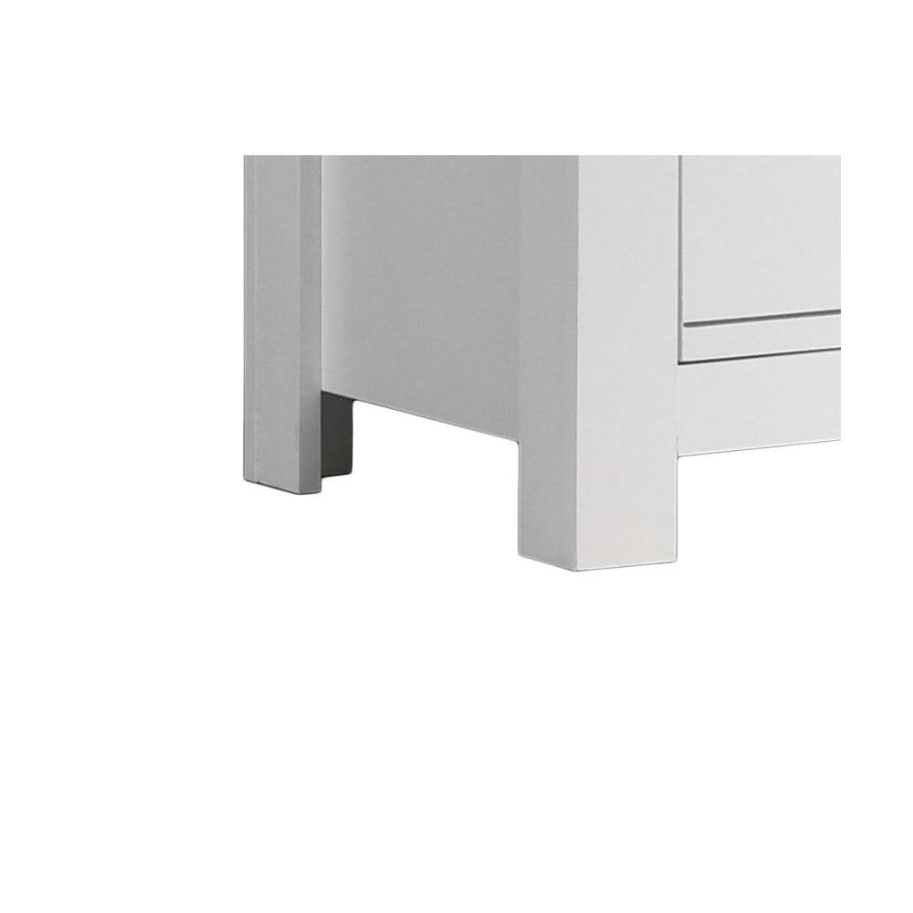 2-Drawer Nightstand, White, Black Handles