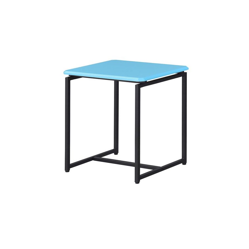 3 Piece Table Set, Carbon Fiber Wrap, Blue, Metal Frame