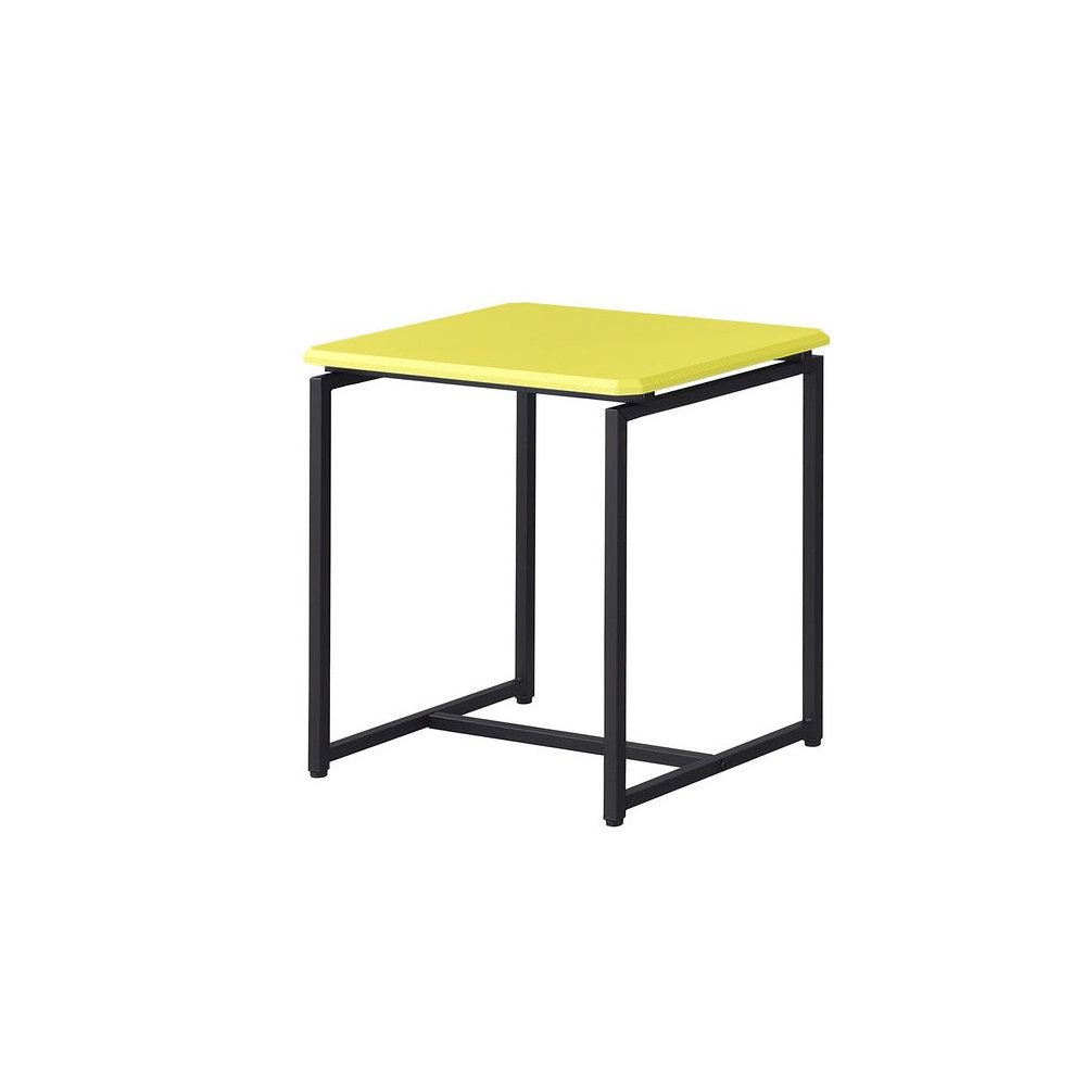 3 Piece Table Set, Carbon Fiber Wrap, Yellow, Metal Frame