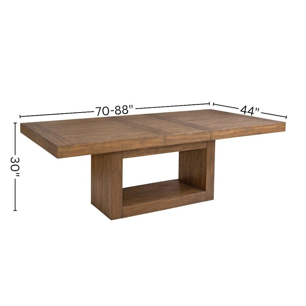 Expandable Dining Table, Faux Plank Top, 18-Inch Leaf, Acacia