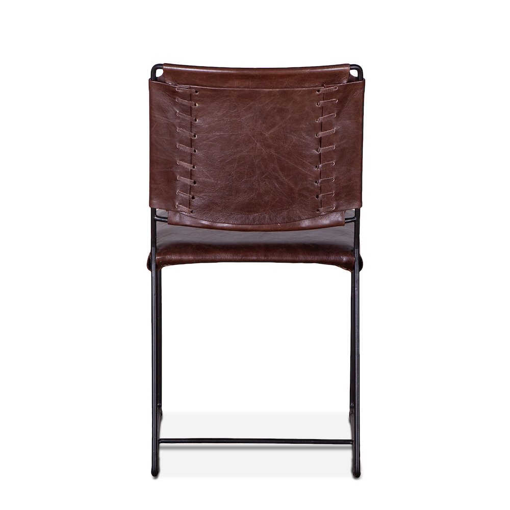 Melbourne Dining Chair in Chocolate Leather and Iron