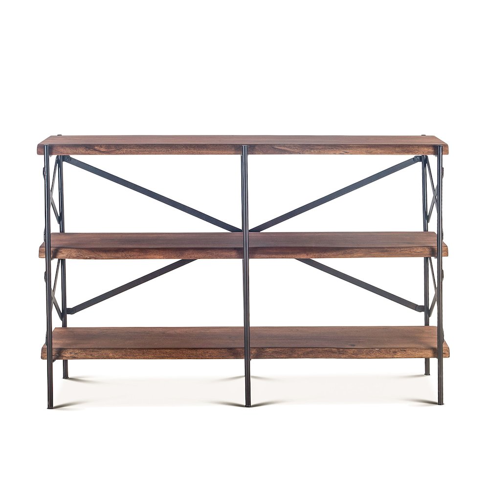 Blayne 56" Wide Bookshelf in Live Edge Acacia with Walnut Finish