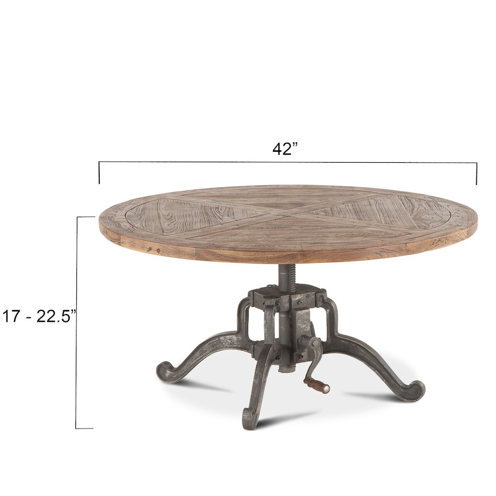 Artezia 42" Height Adjustable Crank Coffee Table in Weathered Teak