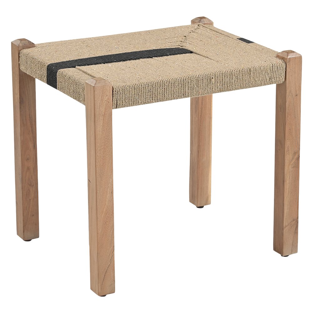 Delmar 20" Ottoman Stool in Woven Natural and Black Rope