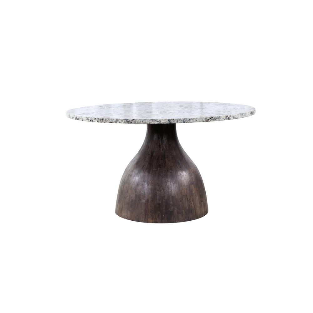 Fargo 54" Dining Table in Alaska White Marble with Blackwash Base