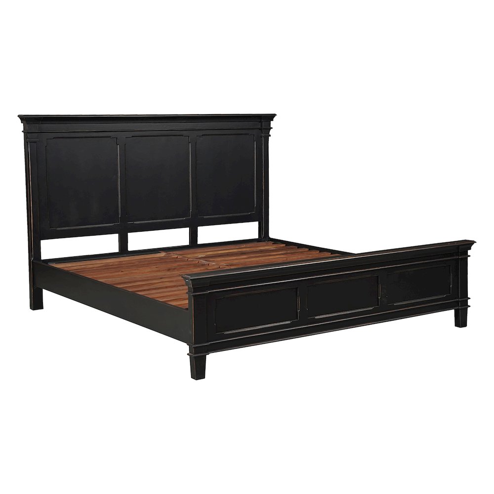 Trento King Bed in Distressed Black