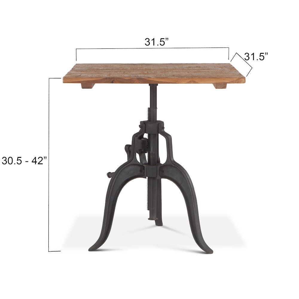 Artezia 30" Height Adjustable Crank Dining Table in Reclaimed Teak
