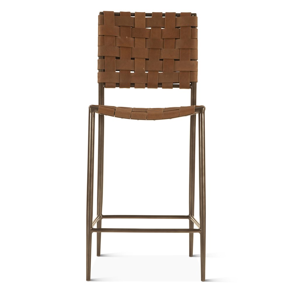 Lund 17" Counter Chair in Tobacco Buffalo Leather with Iron