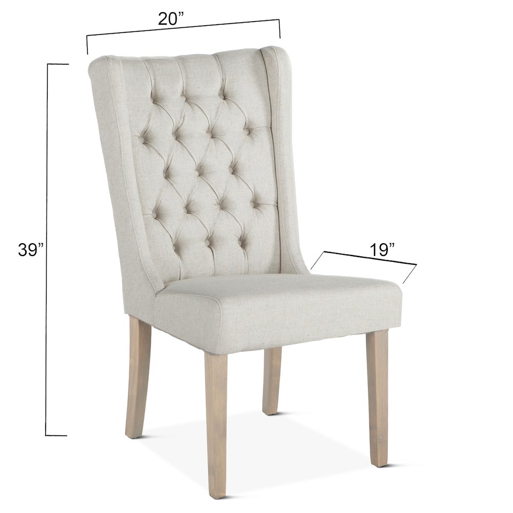 Chloe Off-White Linen Dining Chair With Napoleon Legs