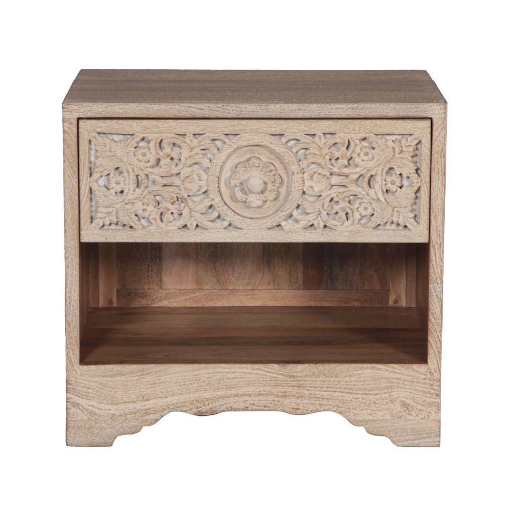 Haveli 26" Nightstand with Plinth Base Whitewash