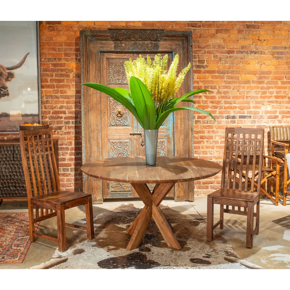 Stockholm 54" Round Dining Table in Weathered Acacia