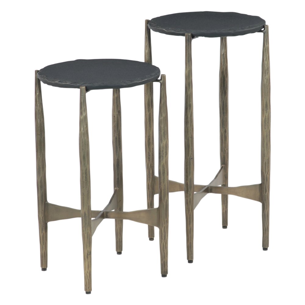 Odessa 13" Nesting Side Table with Black Marble, Set of 2