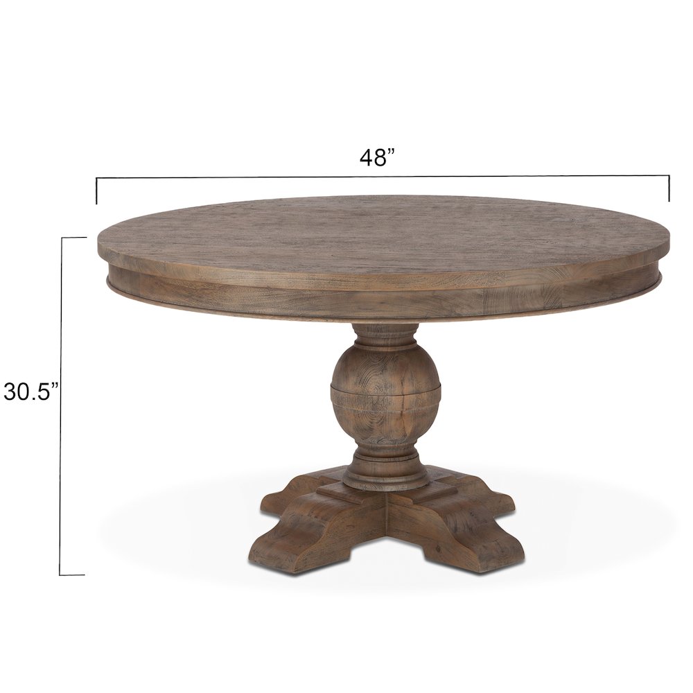 Chatham Downs 48" Round Dining Table in Weathered Teak Finish
