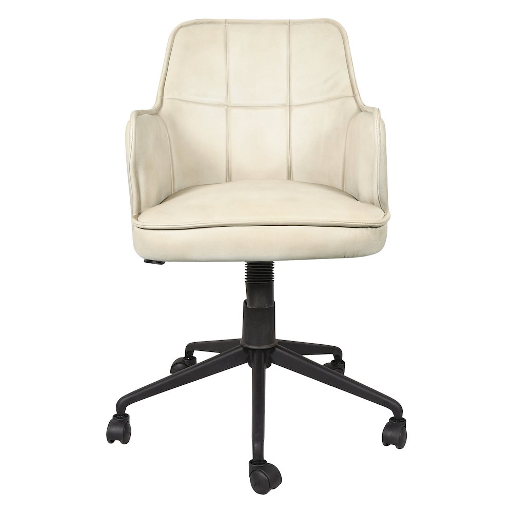 Thorpe Swivel Desk Chair in Antique Ivory Leather