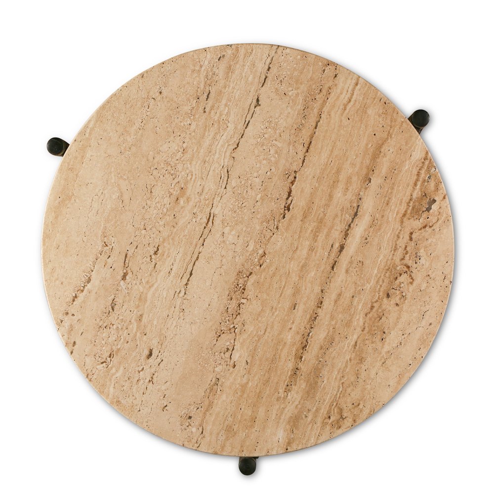 Charleston 18" Side Table in Travertine Stone and Iron