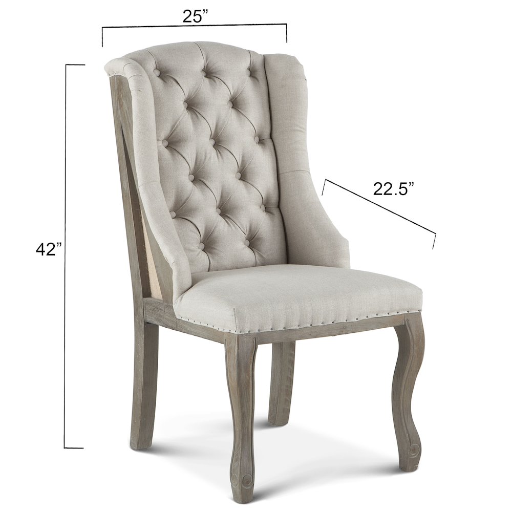 Portia Dining Chair in Off-White Linen and Oak