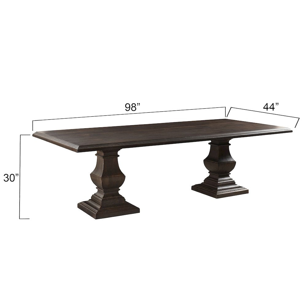 Toulon 98" Dining Table in Vintage Brown Finish