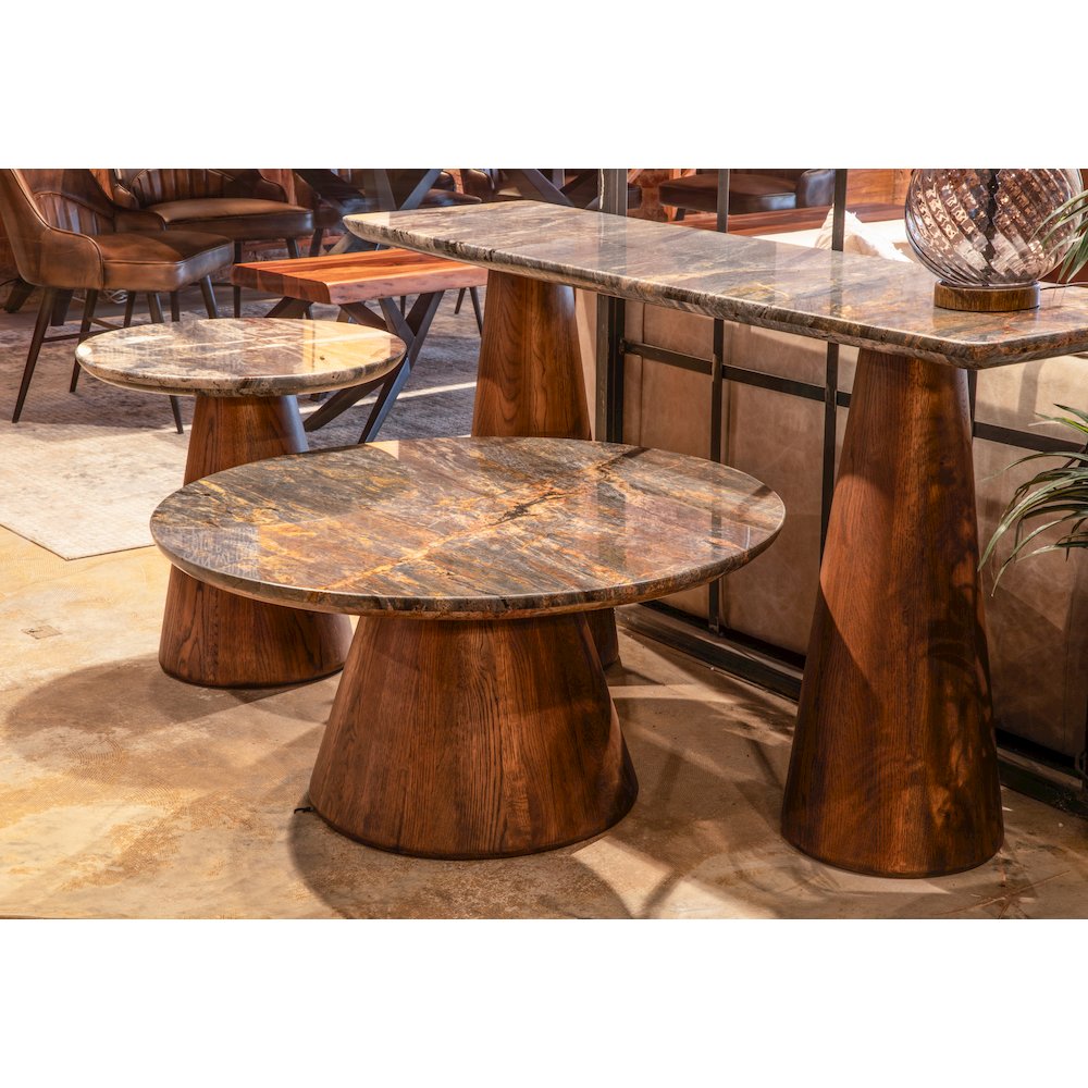 Caldera Coffee Table with Lava Marble and Dark Oak Base