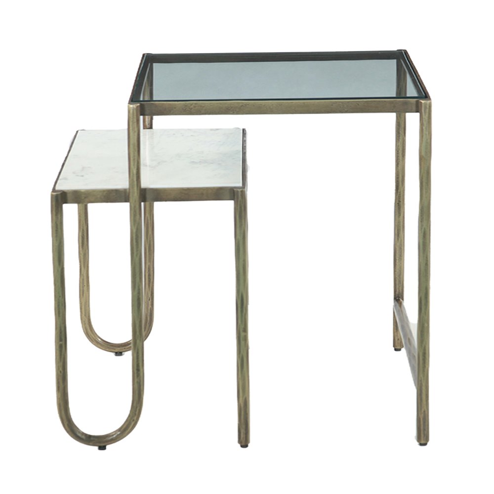Sonoma 22" Nesting Side Table with Glass and Marble Top