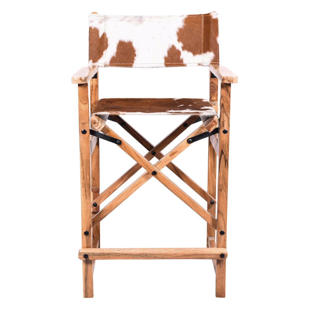 Galway 23" Folding Counter Chair in Brown Hair on Hide