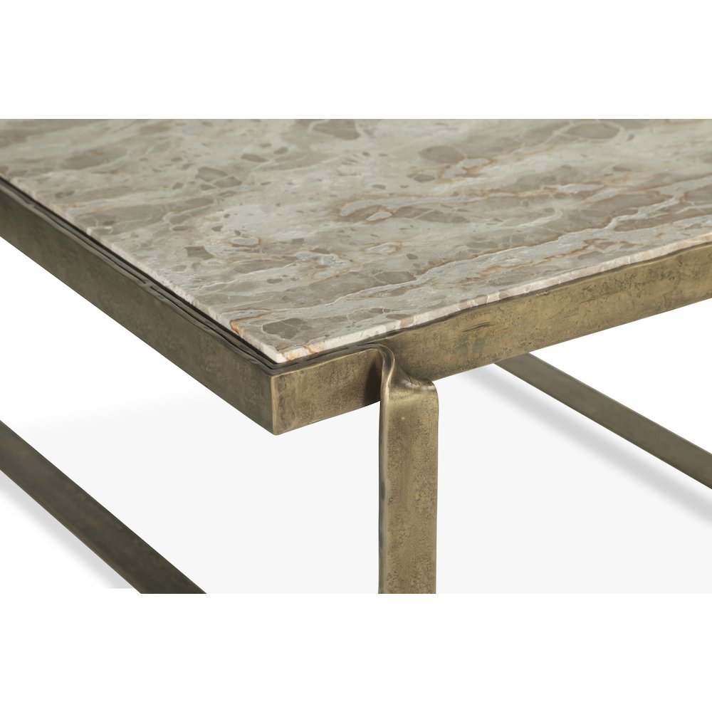 Rhodes 32" Coffee Table with Marble and Antique Brass