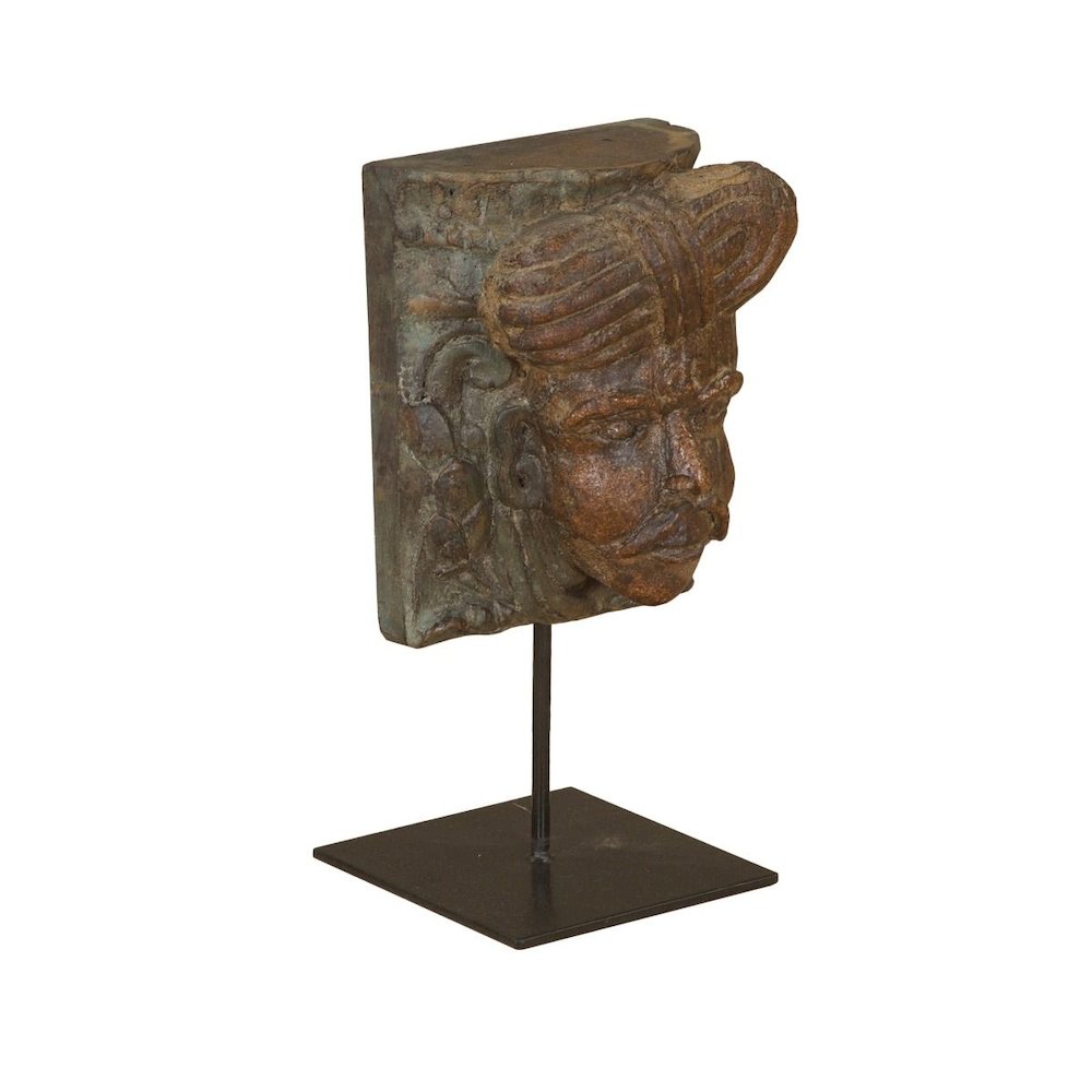 Curio Tribesman Head on Iron Stand