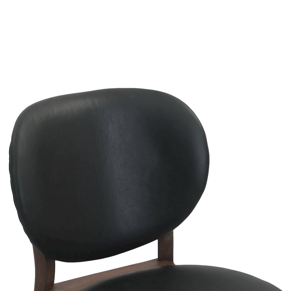 Parker 18" Round Back Dining Chair in Black Leather and Wood