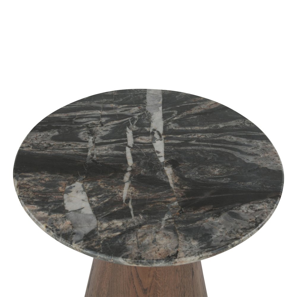 Caldera Side Table in Lava Marble and Dark Oak