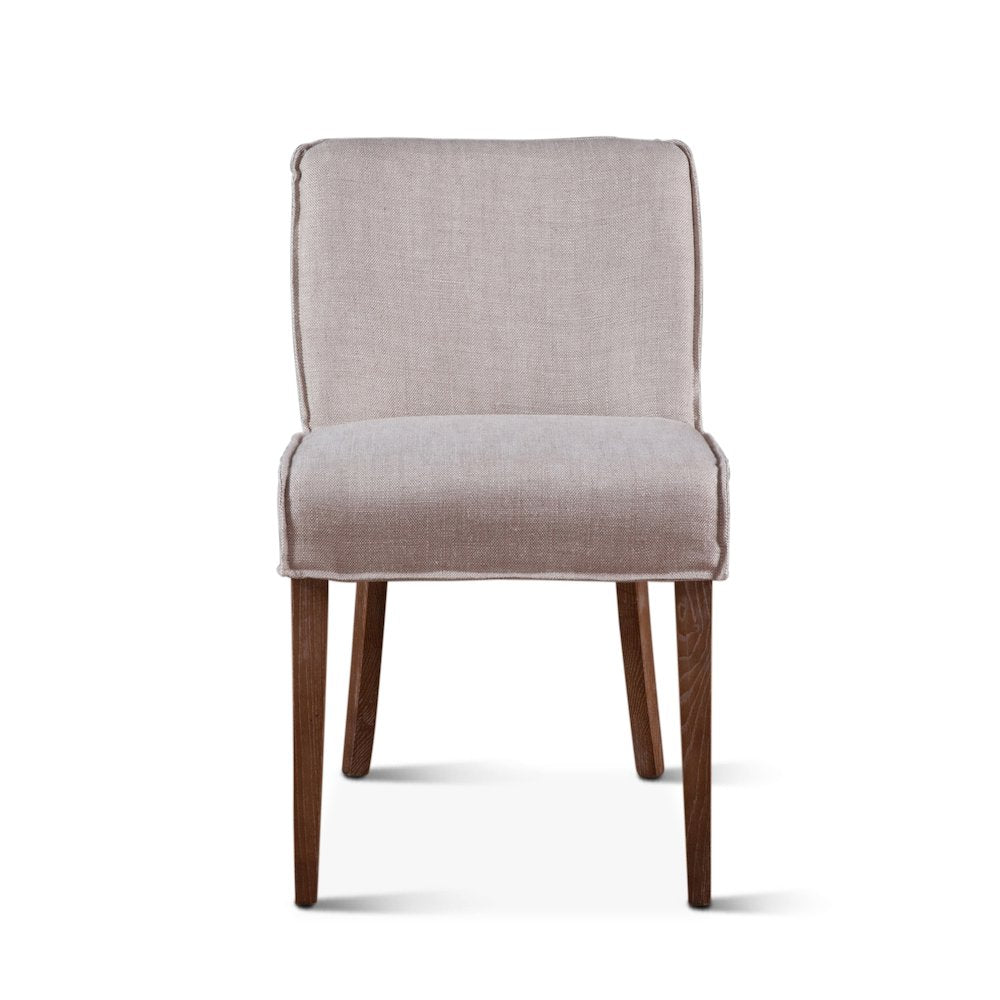 Avery Dining Chair in Off-White Linen with Natural Legs