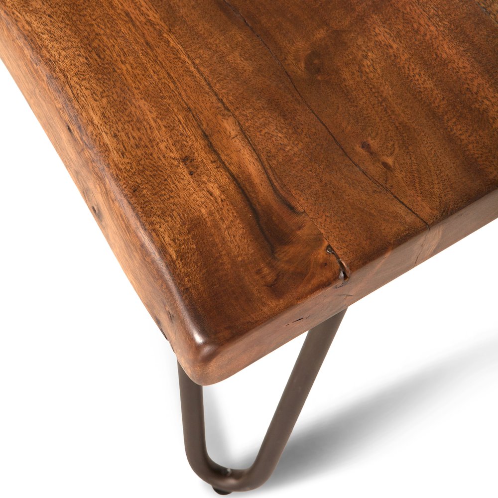Grandby Acacia Wood Live Edge Coffee Table in Walnut Finish