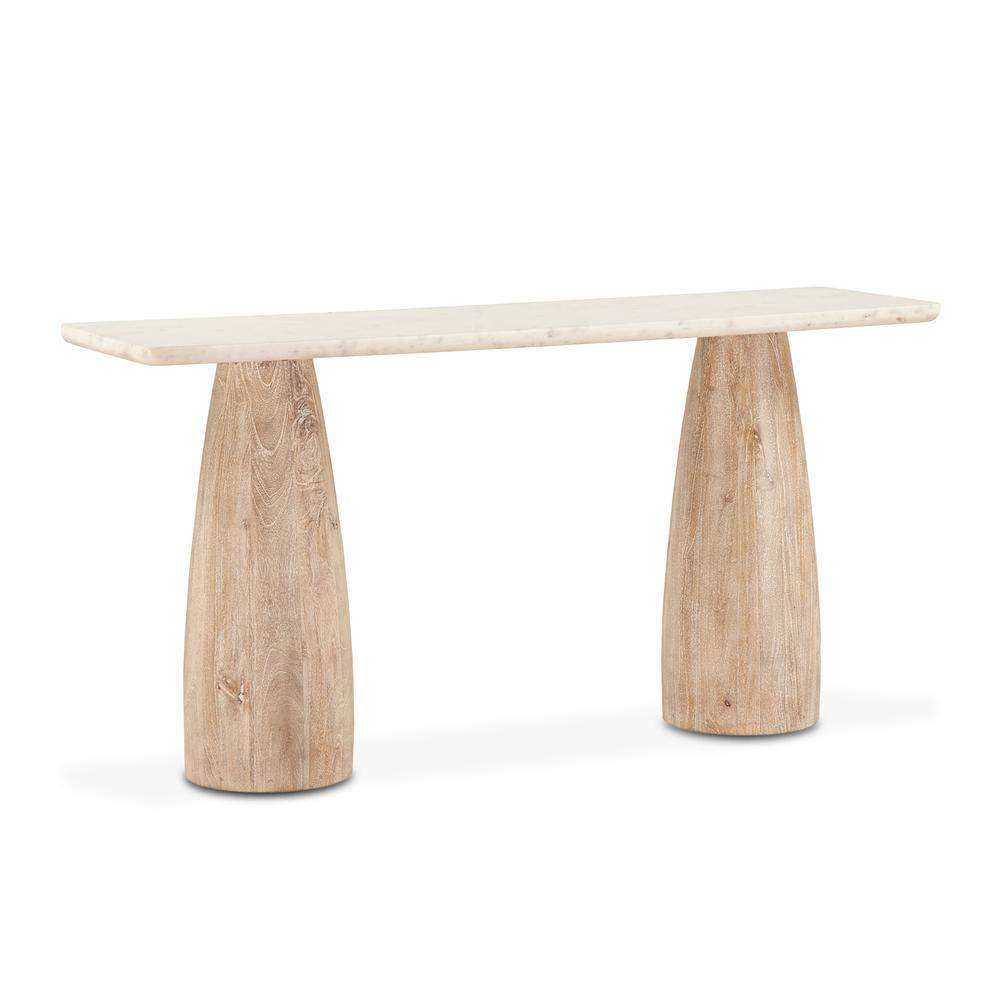 Palm Desert 60" Console Table in White Marble with Mod Base