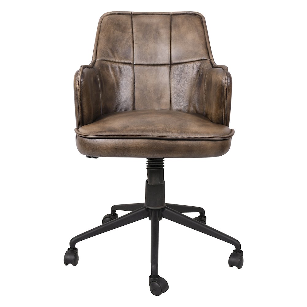 Thorpe Swivel Desk Chair in Antique Whiskey Leather