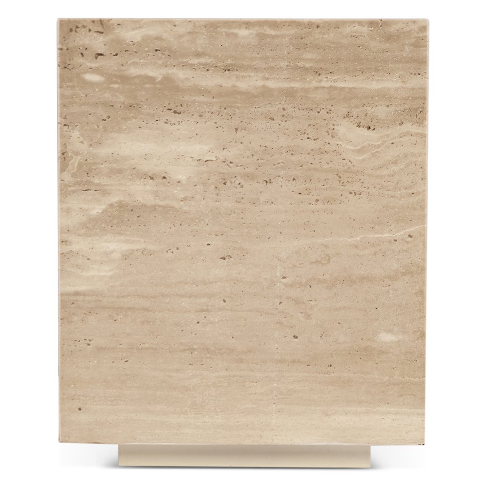 Giza 18" Drum Side Table in Travertine Stone