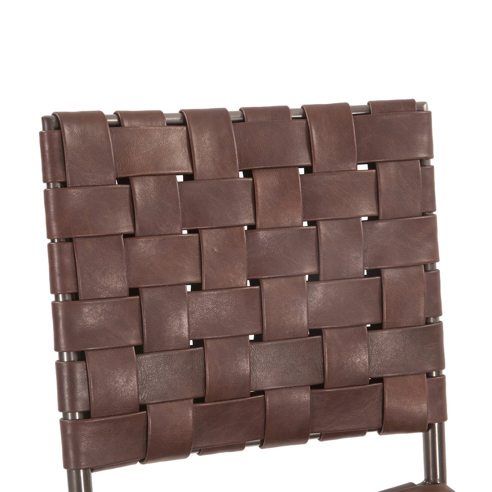 Lund Dining Chair in Brown Buffalo Leather and Iron