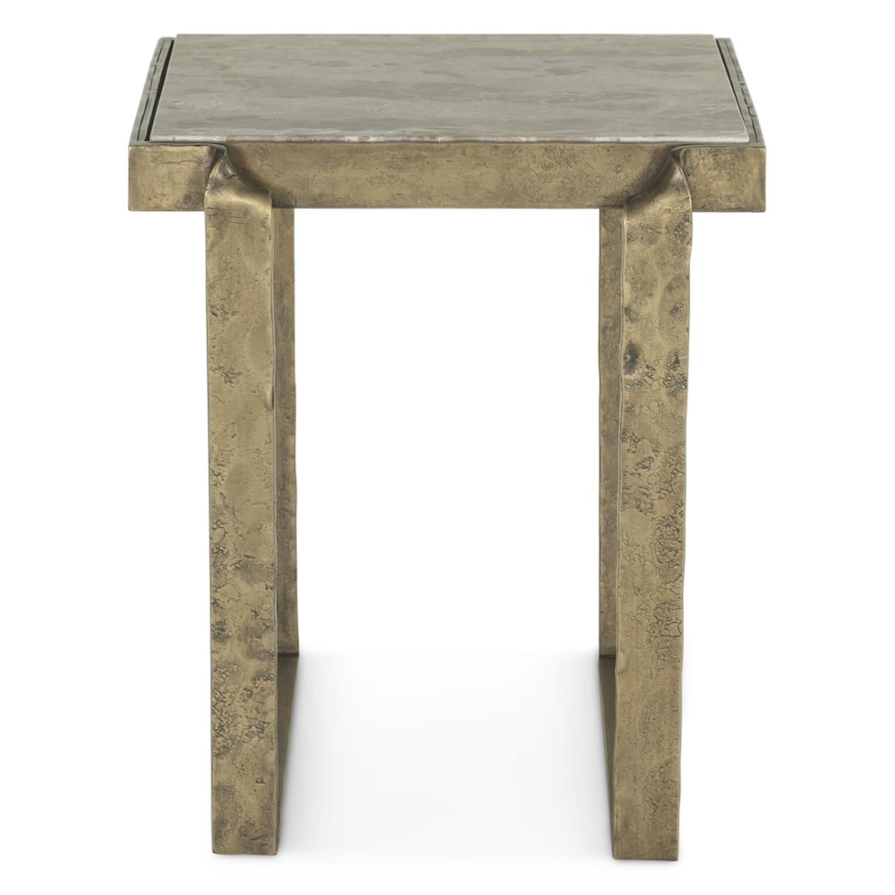 Rhodes 20" Side Table with Marble and Antique Brass