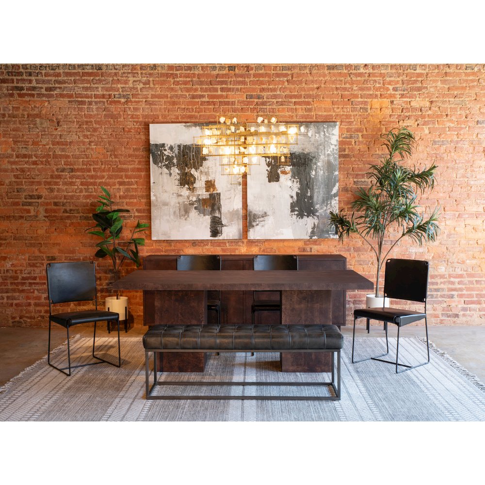 Melbourne Dining Chair in Black Buffalo Leather and Iron