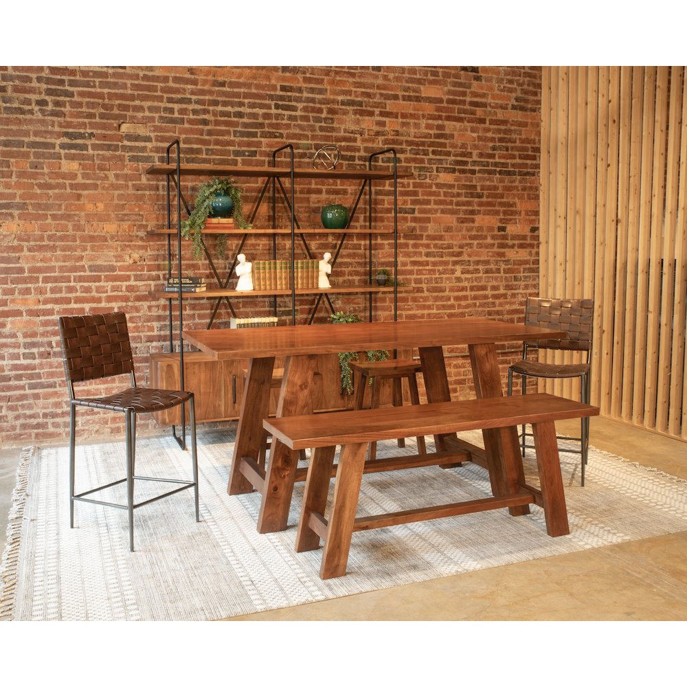 Lund 17in Buffalo Leather and Iron Counter Chair Brown