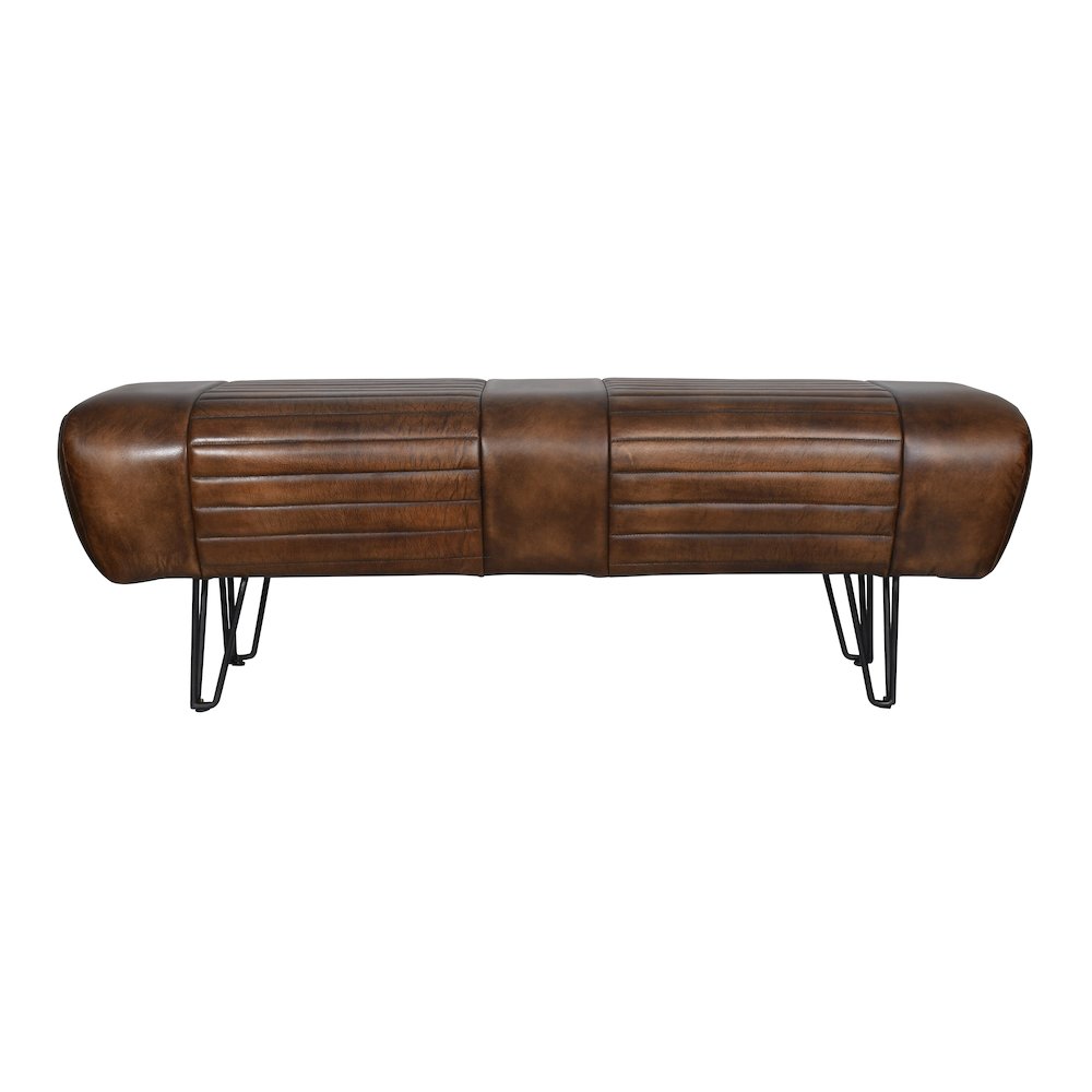 Brisbane Leeds Bench in Antique Whiskey Leather