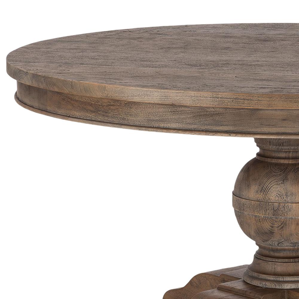 60-Inch Round Dining Table in Weathered Teak Finish, Belen Kox