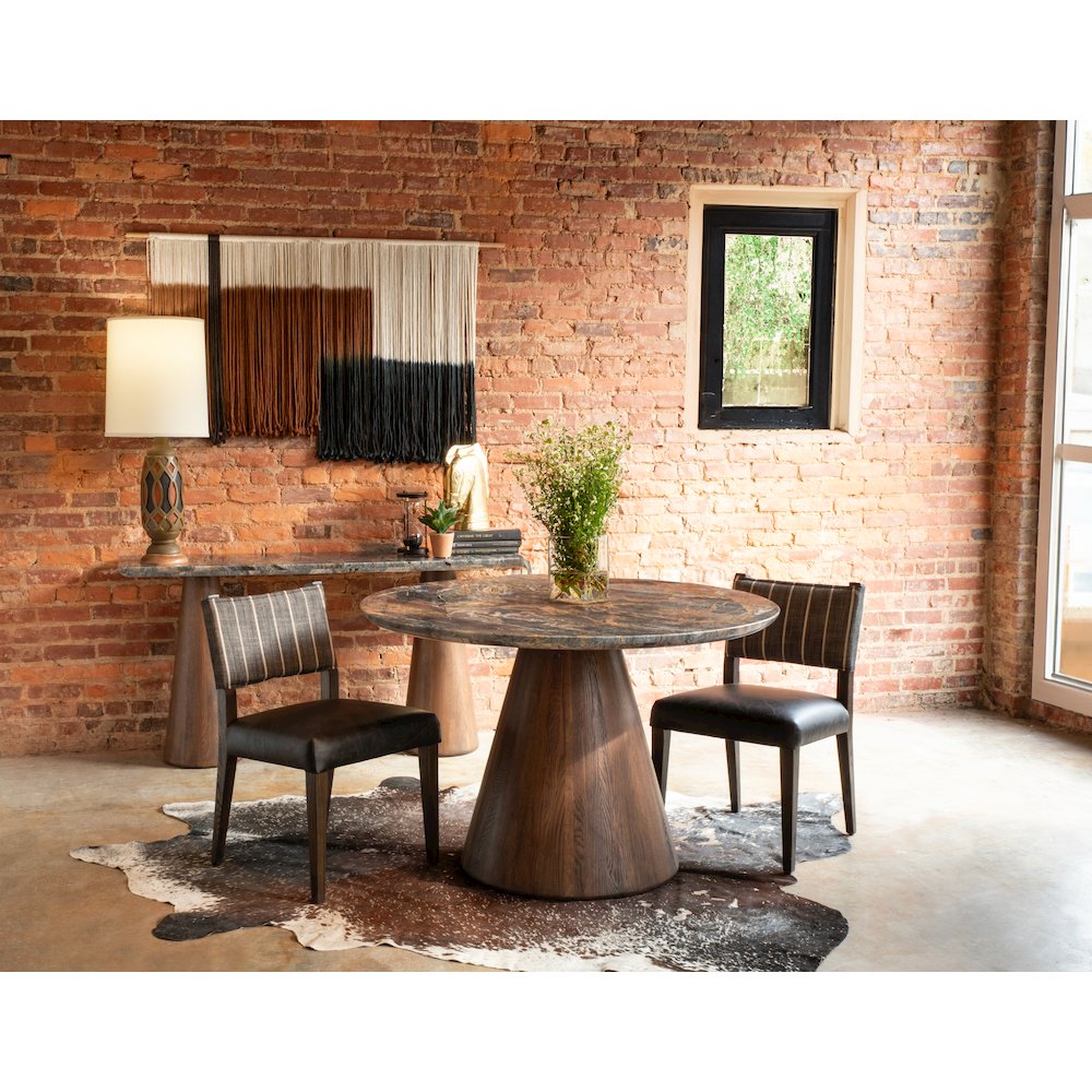 Caldera Console Table with Lava Marble and Dark Oak Base