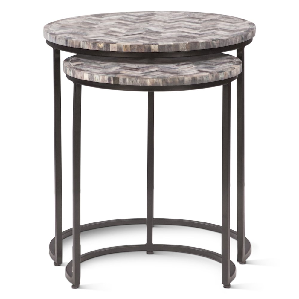 Mumbai 20" Nesting Tables in Chevron Pattern, Set 2