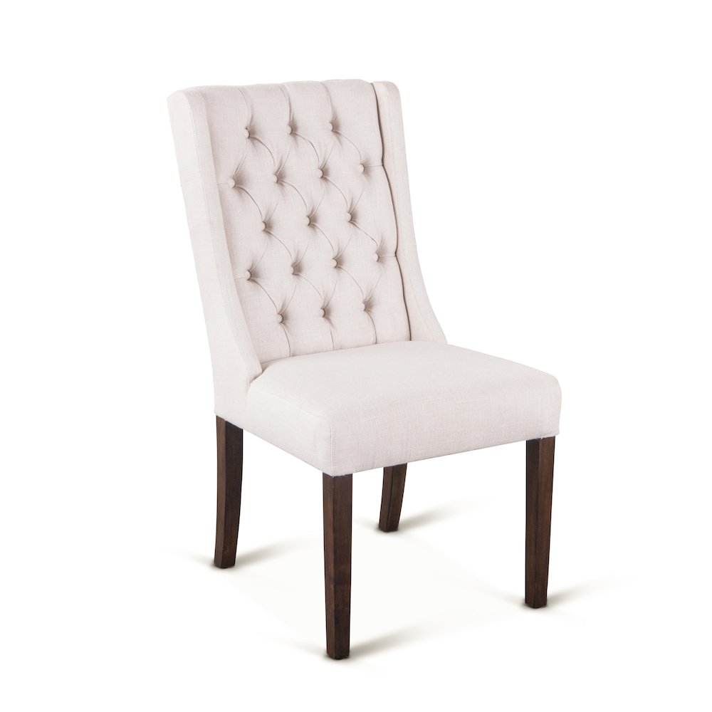 Chloe Dining Chair In Off White Linen With Weathered Teak Legs