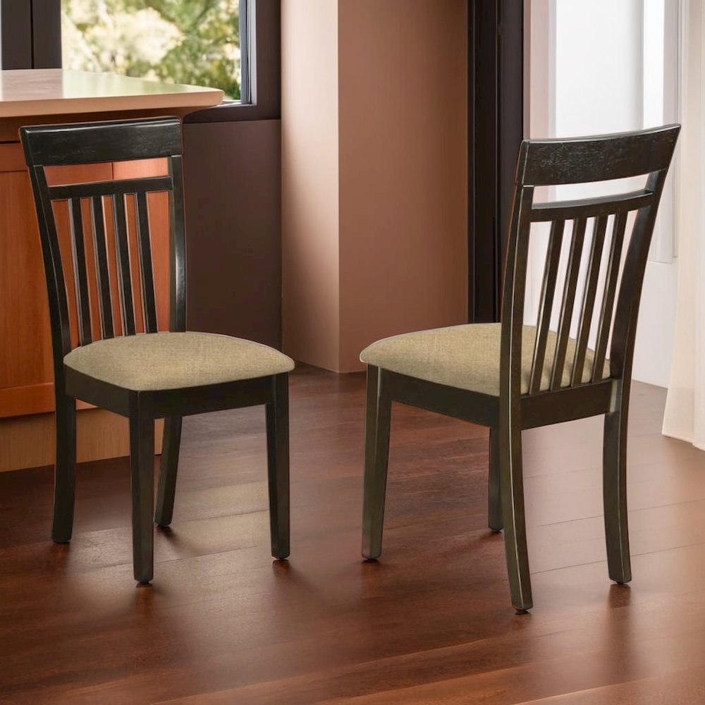 Elegant Slat Back Dining Chairs – Wooden Kitchen Chairs, Set of 2