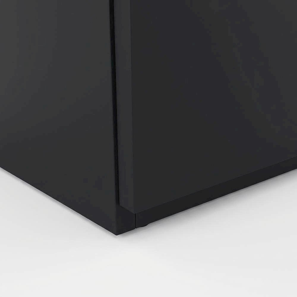 Black Nightstand with 1-Drawer, Folding Door, Modern Design for Bedroom Storage