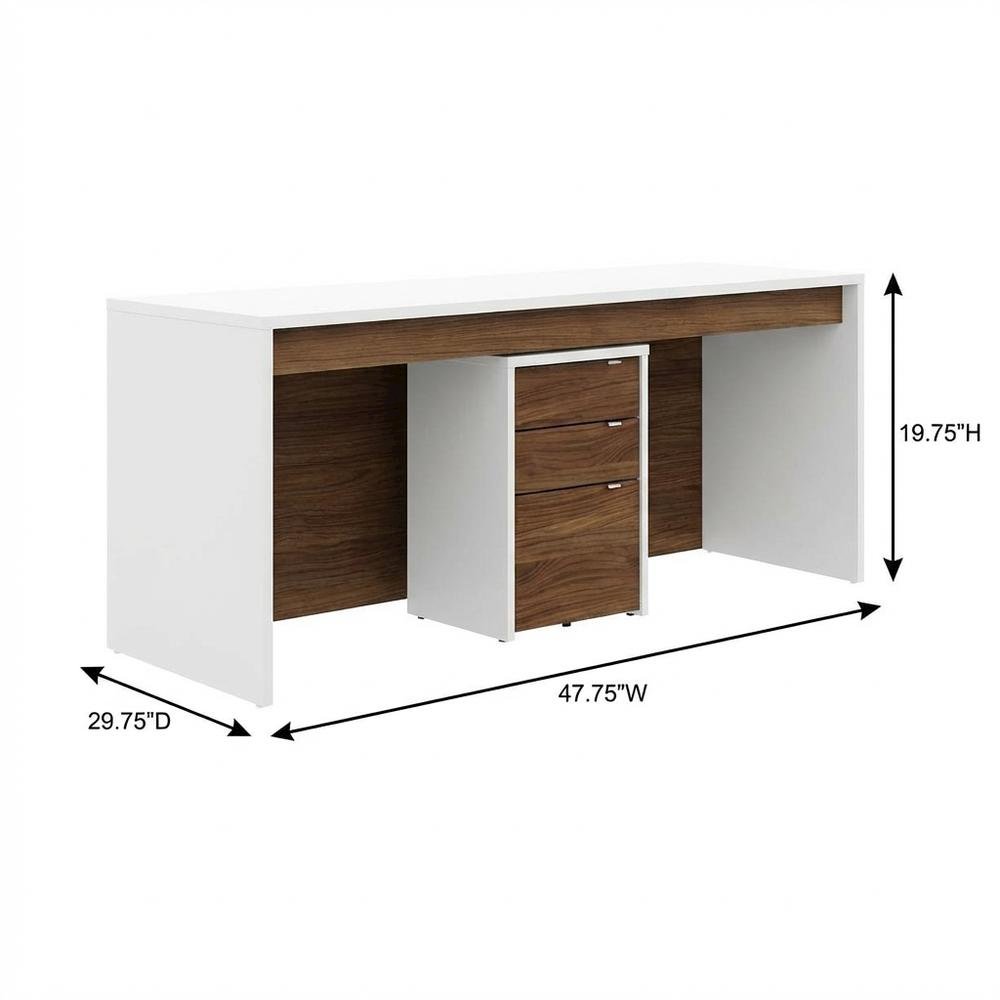 White 3-Piece Home Office Desk Set With Multi-Purpose Storage And Modern Design