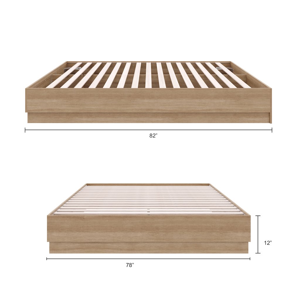 Milano Platform Bed Frame In Brown Oak