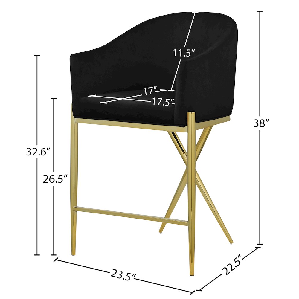 Xavier Black Velvet Counter Stool