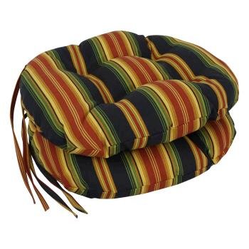 16-inch Spun Polyester Patterned Outdoor Round Tufted Chair Cushions (Set of 2)