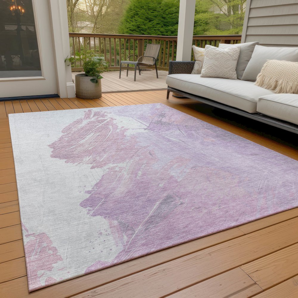Machine Washable Indoor/Outdoor Chantille Lavender 3' x 5' Rug
